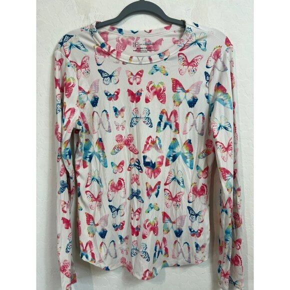 NOBO No Boundaries Butterfly Long Sleeve Ribbed Shirt XL ( Junior's 15-17) Mulit - Picture 2 of 6